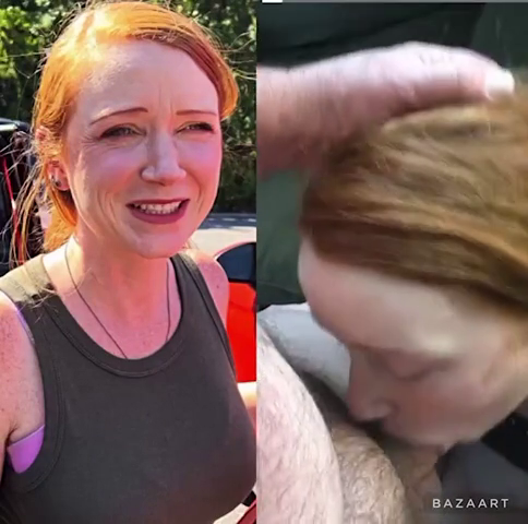 Red head wife sucks and fuck old man